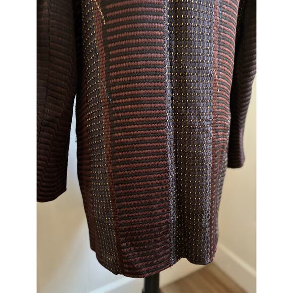 Hand Woven Deborah Cross Art To Wear Textured Mixed Media Jacket One Size - Picture 7 of 9